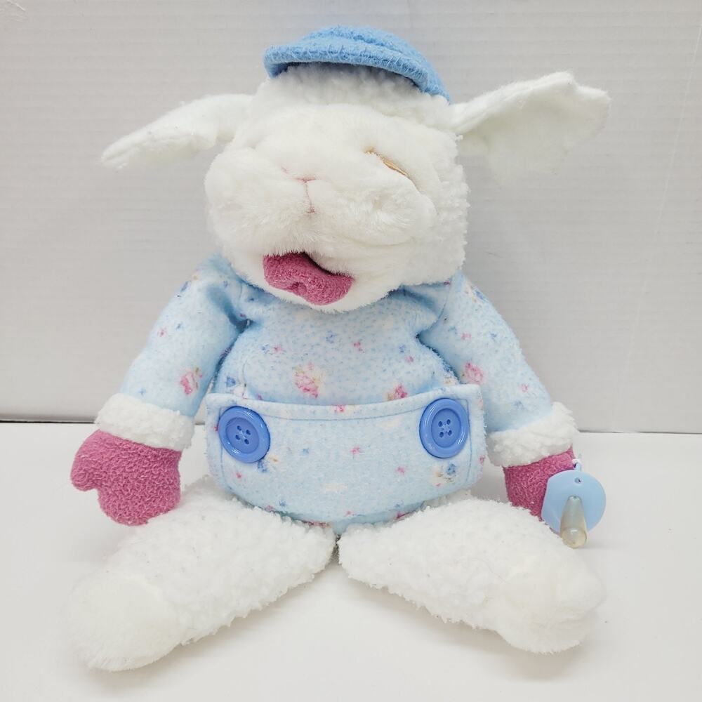 1990 Vintage Shari Lewis "Baby Lamb Chop" Blue Plush Hand Puppet w/Baby Pacifier